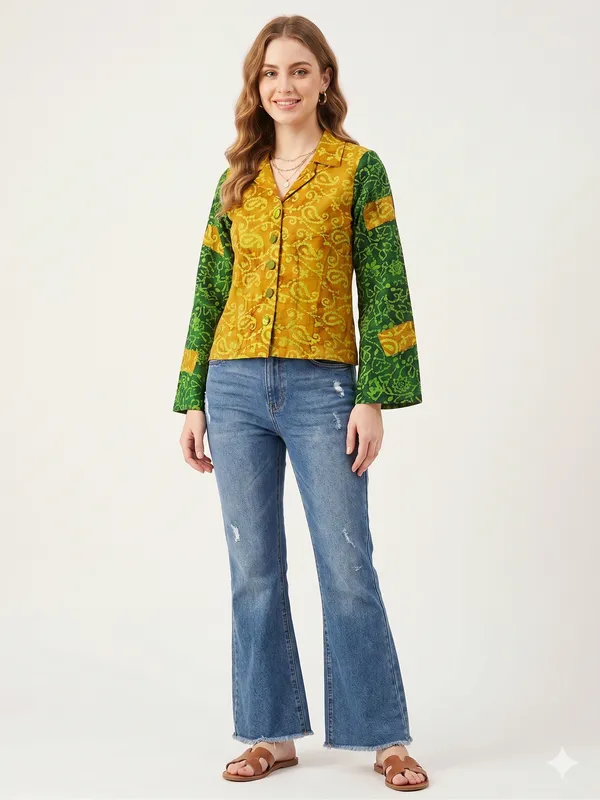 Two_shade_printed_camric_cotton_Top