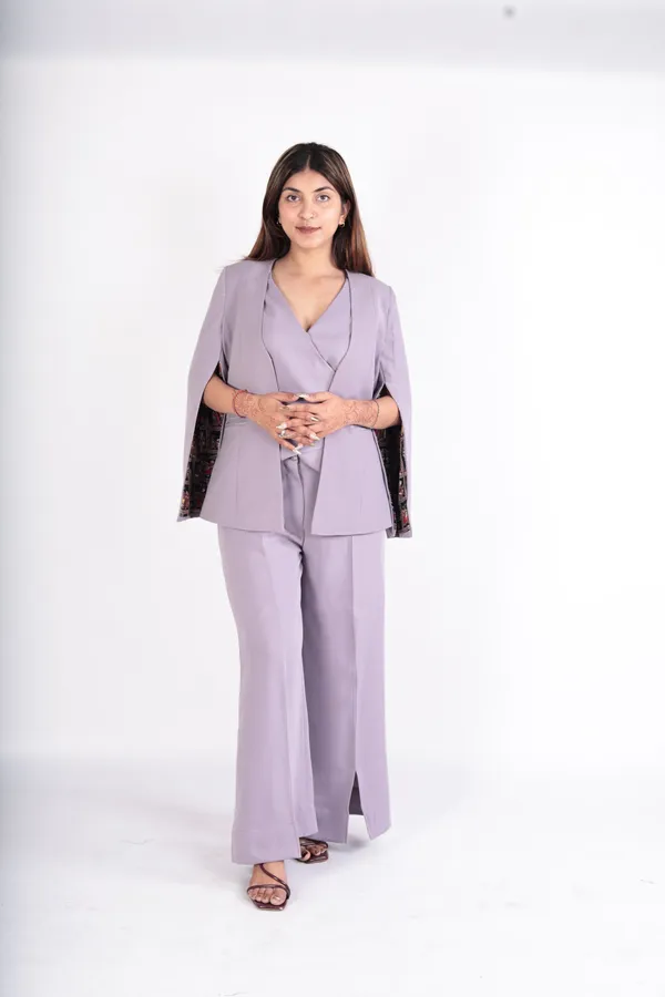 Lavender_Colour_Premium_Fabric_3_Piece_Suit_Set_For_Women