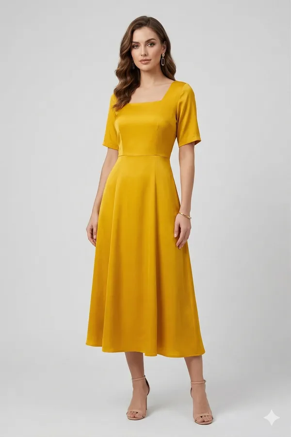 Yellow_Crape_One_Piece_For_Women