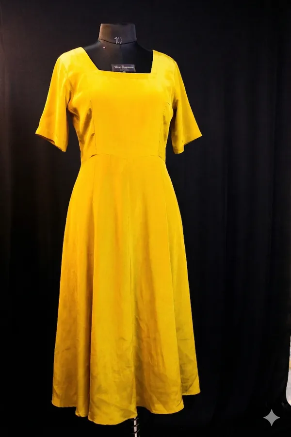 Yellow_Crape_One_Piece_For_Women