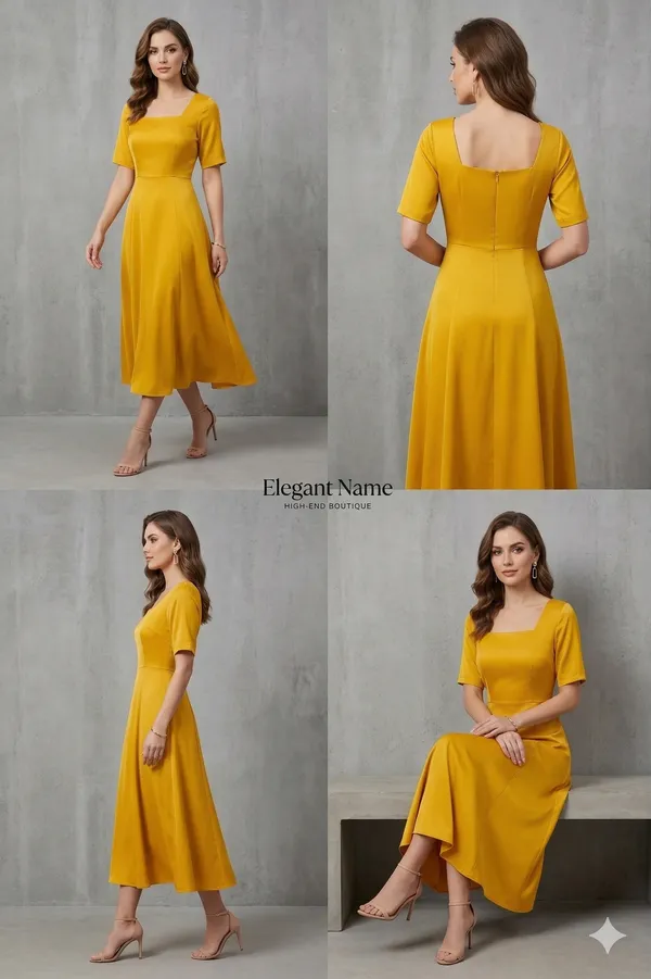 Yellow_Crape_One_Piece_For_Women