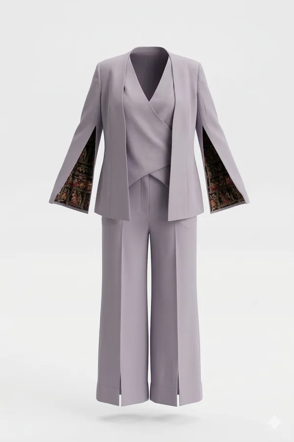 Lavender_Colour_Premium_Fabric_3_Piece_Suit_Set_For_Women