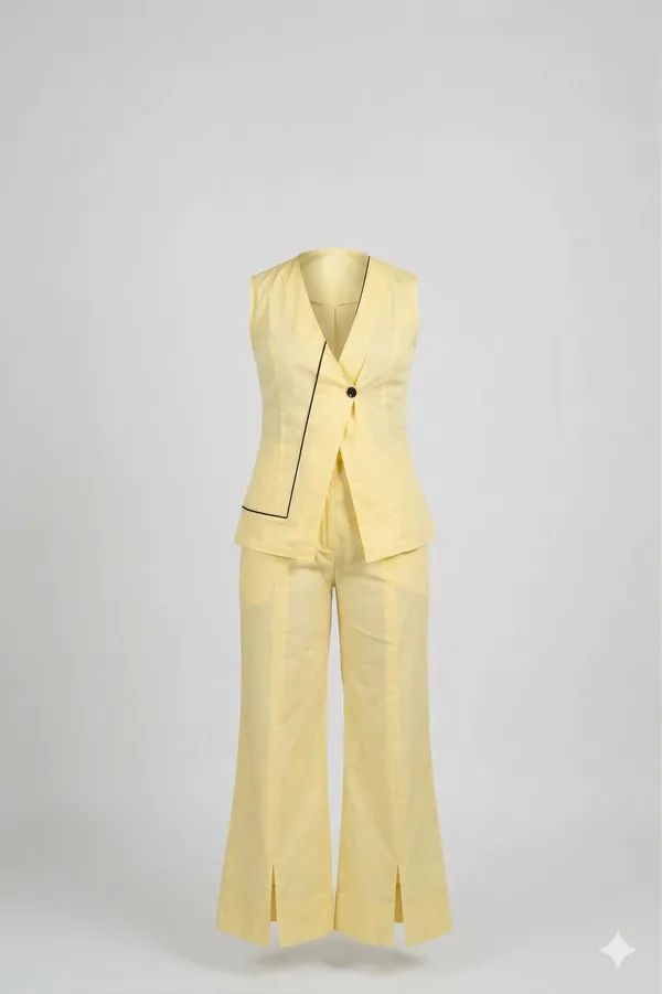 Cream_Lycra__Polyester_Co_Ord_Set_For_Women