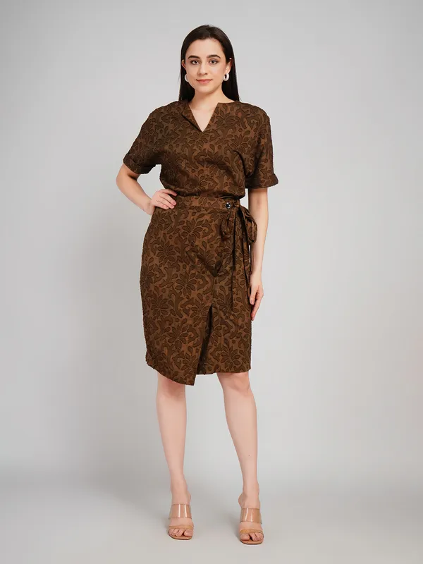 Brown_Cotton_Jacquard_Co_Ord_Set_For_Women