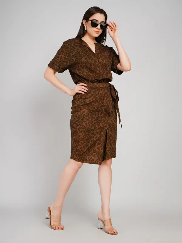 Brown_Cotton_Jacquard_Co_Ord_Set_For_Women