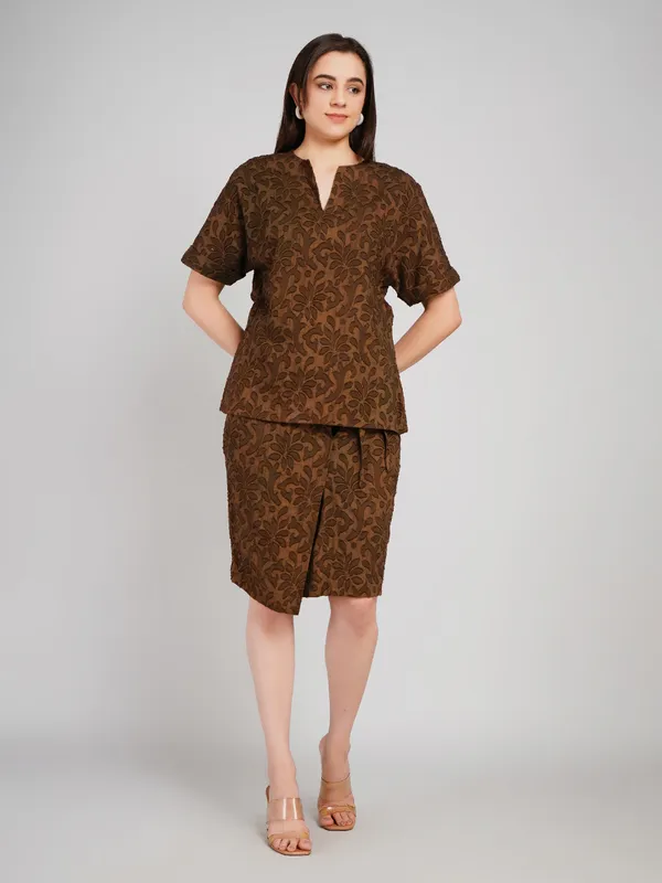 Brown_Cotton_Jacquard_Co_Ord_Set_For_Women
