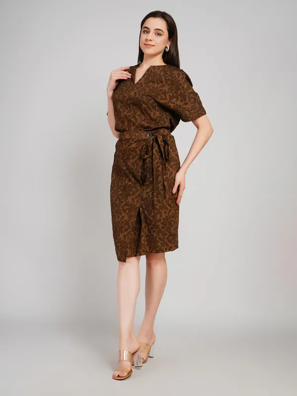 Brown_Cotton_Jacquard_Co_Ord_Set_For_Women