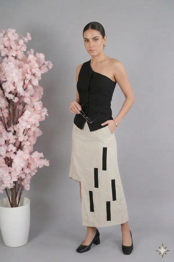 Black_And_White_Premium_Fabric_One_Shoulder_Dress_For_Women