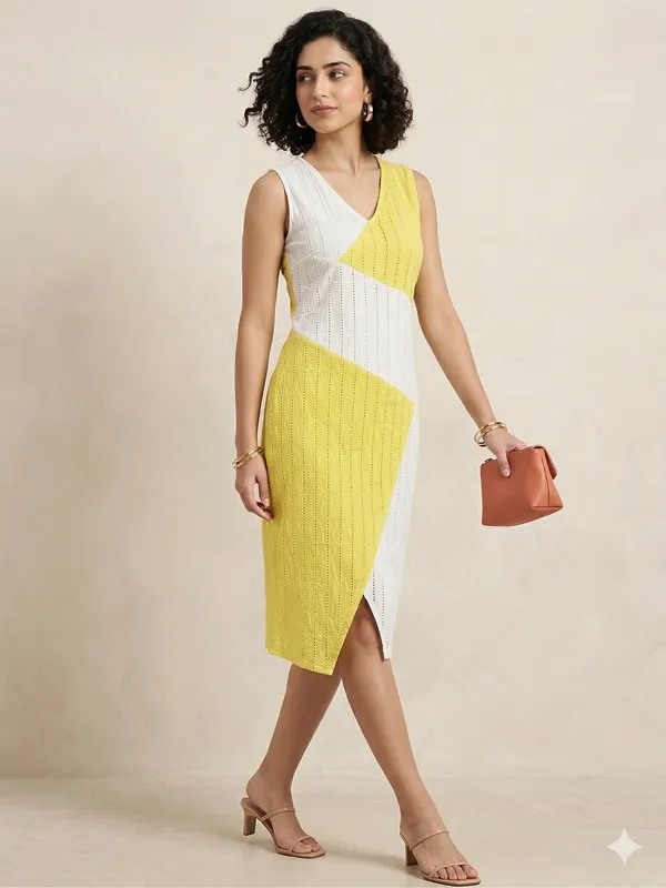 White_And_Yellow_Cotton_One_Piece_For_Women
