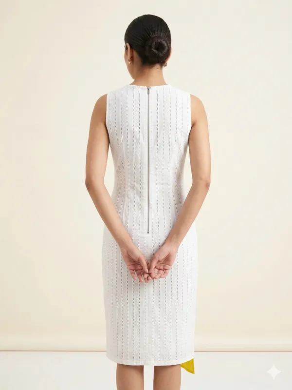 White_And_Yellow_Cotton_One_Piece_For_Women