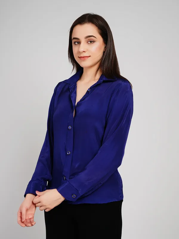Blue_Crape_Shirt_For_Women