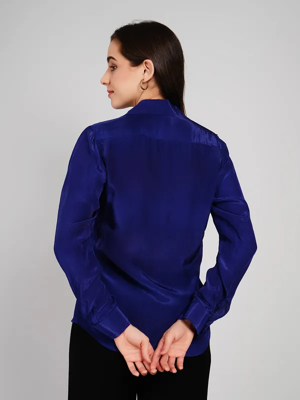 Blue_Crape_Shirt_For_Women
