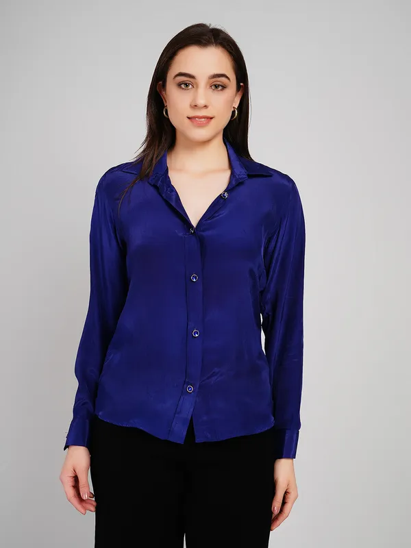 Blue_Crape_Shirt_For_Women