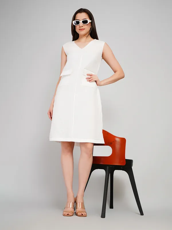 White_Pure_Linen_One_Piece_For_Women