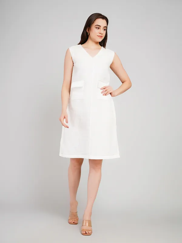 White_Pure_Linen_One_Piece_For_Women