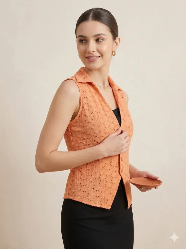 Peach_Cotton_Waist_Coat_For_Women