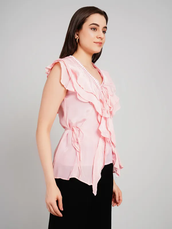 Light_Pink_Crape_Frill_Top_For_Women