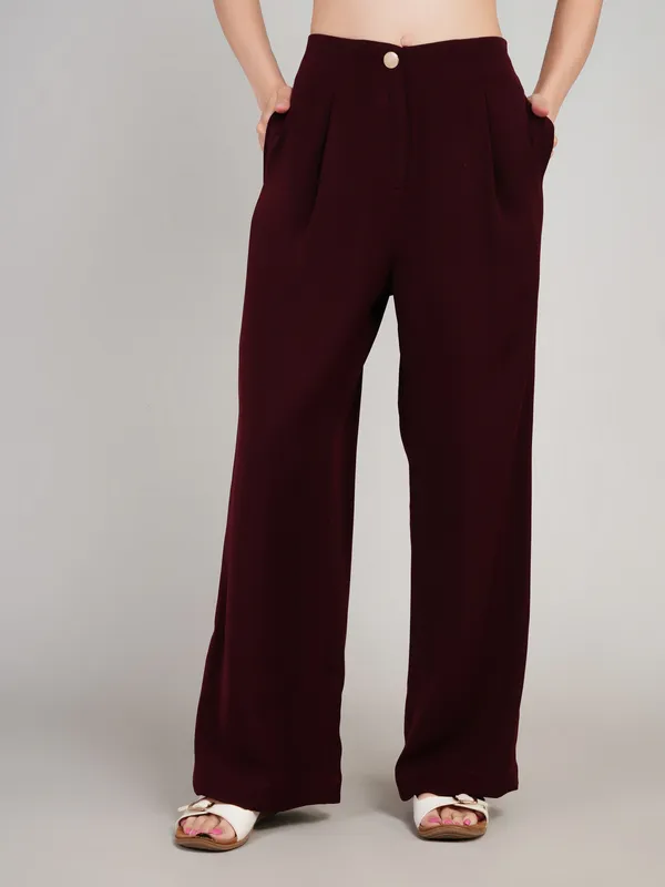 Maroon_Imported_Polyster_Formal_Pant_For_Women