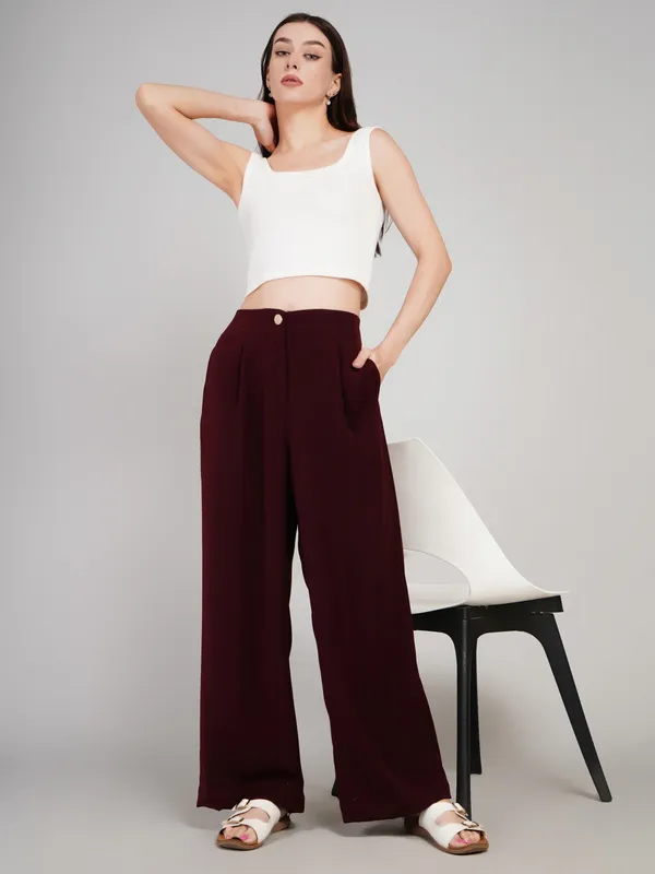 Maroon_Imported_Polyster_Formal_Pant_For_Women