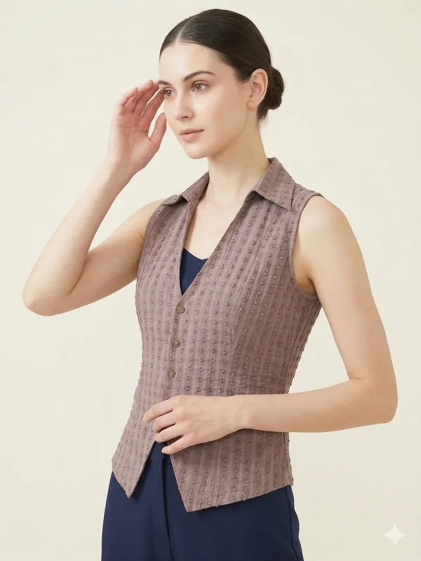 Mauve_grey_Cotton_Waist_Coat_For_Women