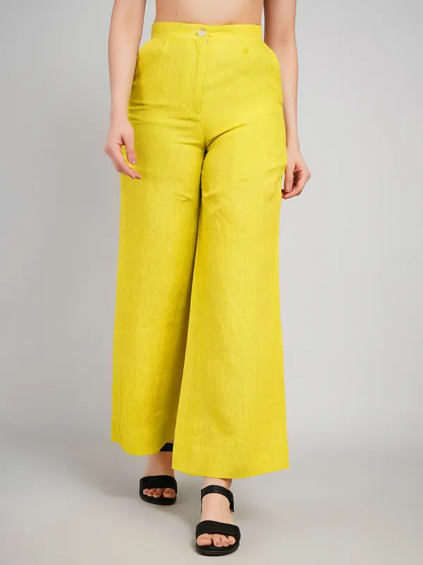 Green_Pure_Linen_Pant_For_Women