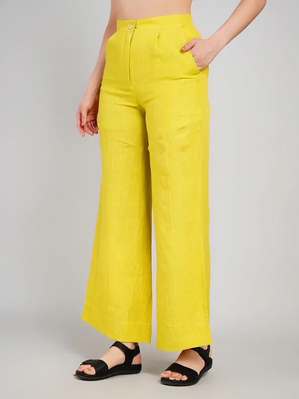 Green_Pure_Linen_Pant_For_Women
