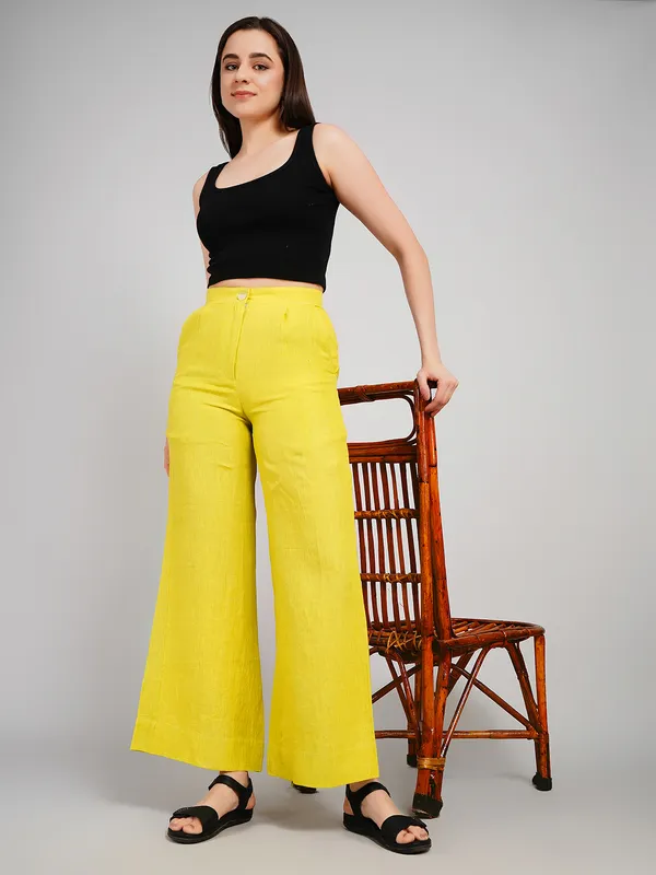 Green_Pure_Linen_Pant_For_Women