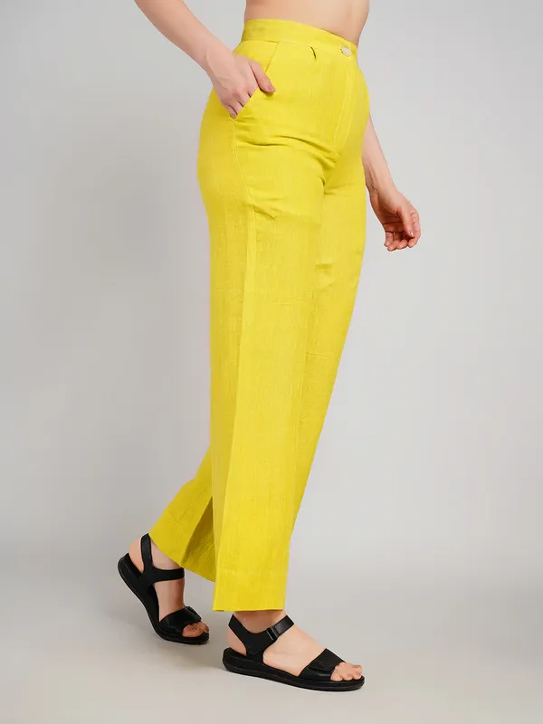 Green_Pure_Linen_Pant_For_Women