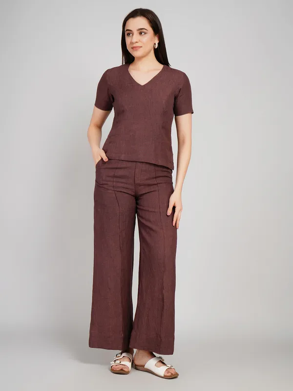 Brown_Linen_Fabric_Co_Ord_Set_For_Women