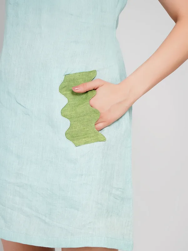 Sky_Blue__Pure_Linen_One_Piece_For_Women