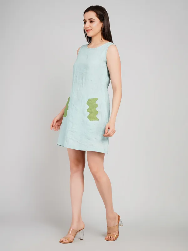 Sky_Blue__Pure_Linen_One_Piece_For_Women
