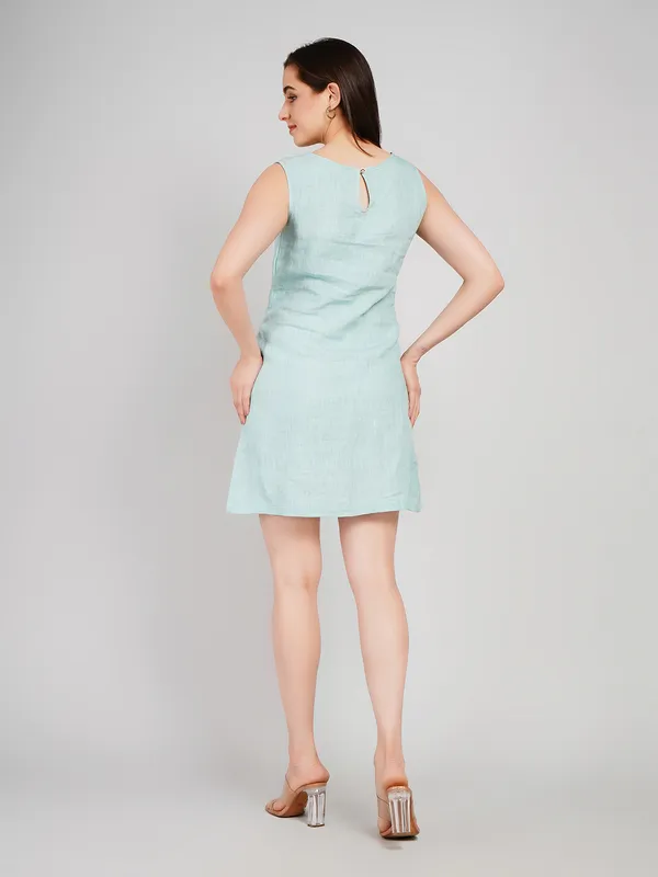 Sky_Blue__Pure_Linen_One_Piece_For_Women