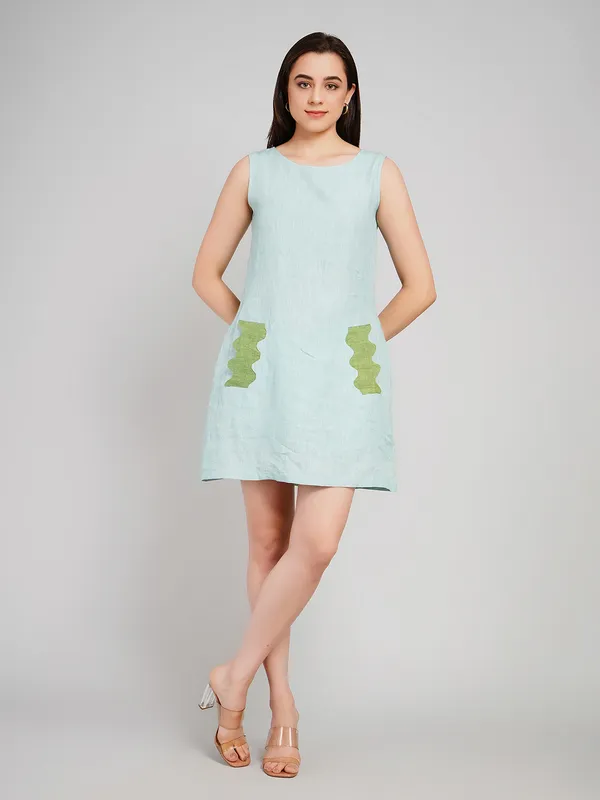 Sky_Blue__Pure_Linen_One_Piece_For_Women