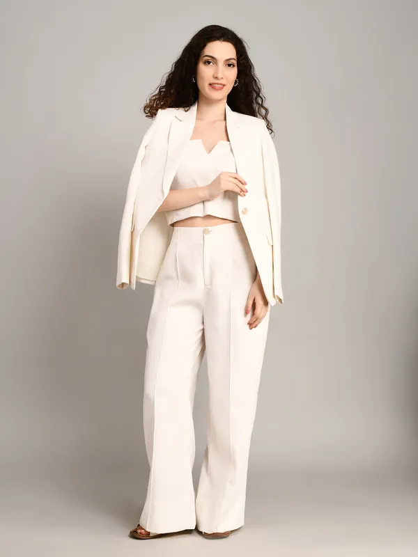 White_Imported_Crape_Single_Brested_Blazer_For_Women