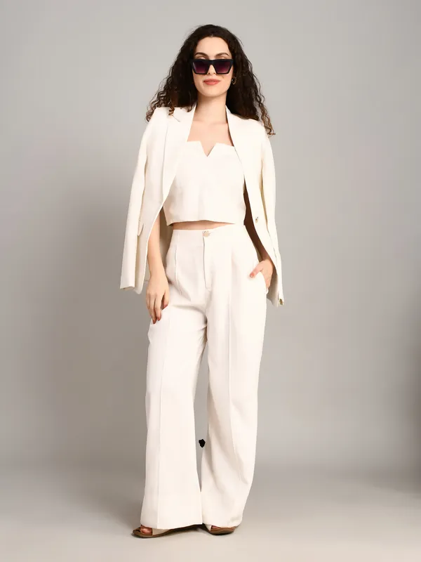 White_Imported_Crape_Single_Brested_Blazer_For_Women