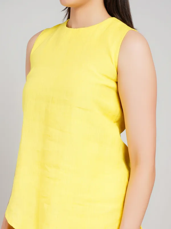 Yellow_Pure_Linen_Cord_Set_For_Women