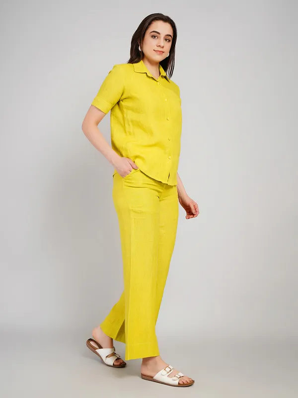 Lime_Green_Pure_Linen_Co_Ord_Set_For_Women