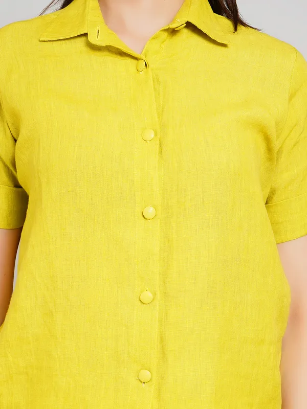 Lime_Green_Pure_Linen_Co_Ord_Set_For_Women