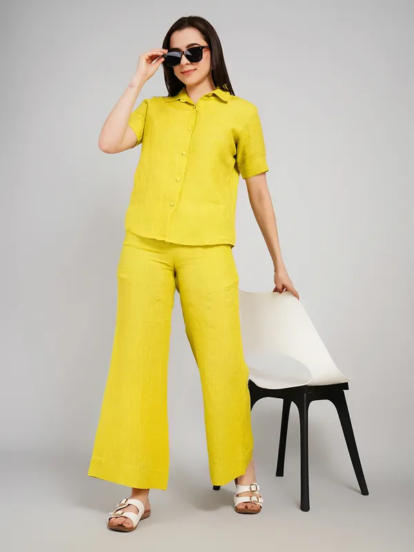 Lime_Green_Pure_Linen_Co_Ord_Set_For_Women