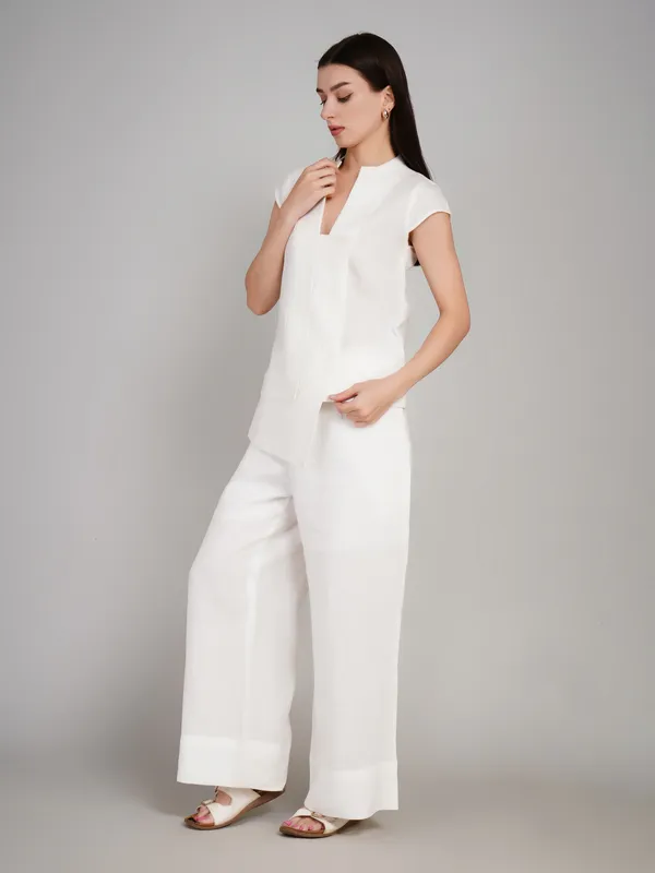 White_Pure_Linen_Co_Ord_Set_For_Women