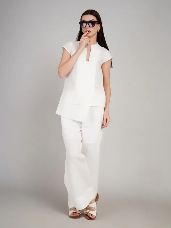 White_Pure_Linen_Co_Ord_Set_For_Women