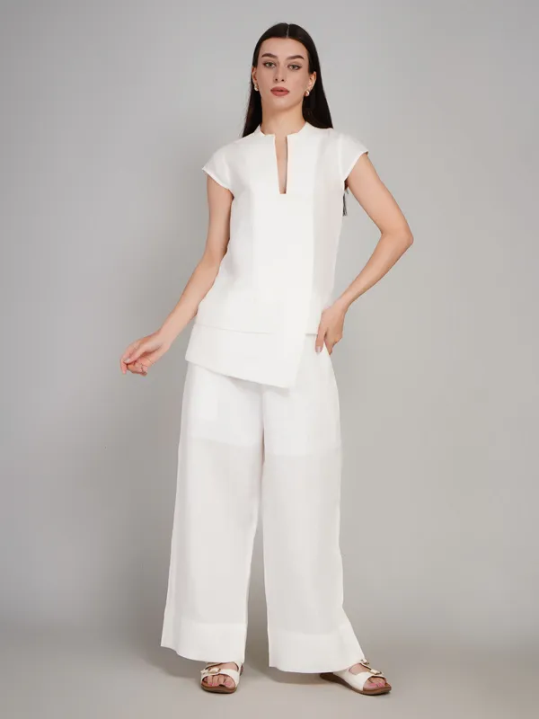 White_Pure_Linen_Co_Ord_Set_For_Women