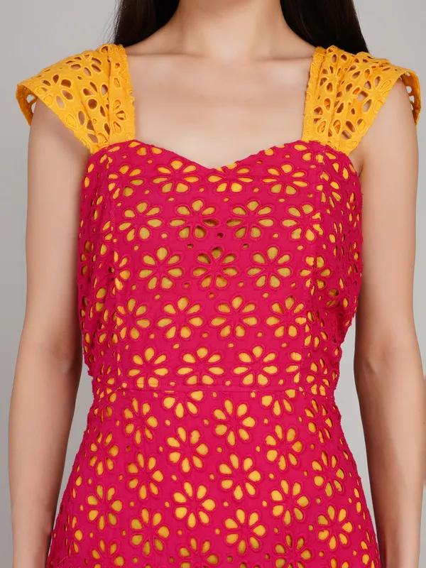 Pink_Cotton_Embroidery_Stylish_One_Piece_Dress_For_Women