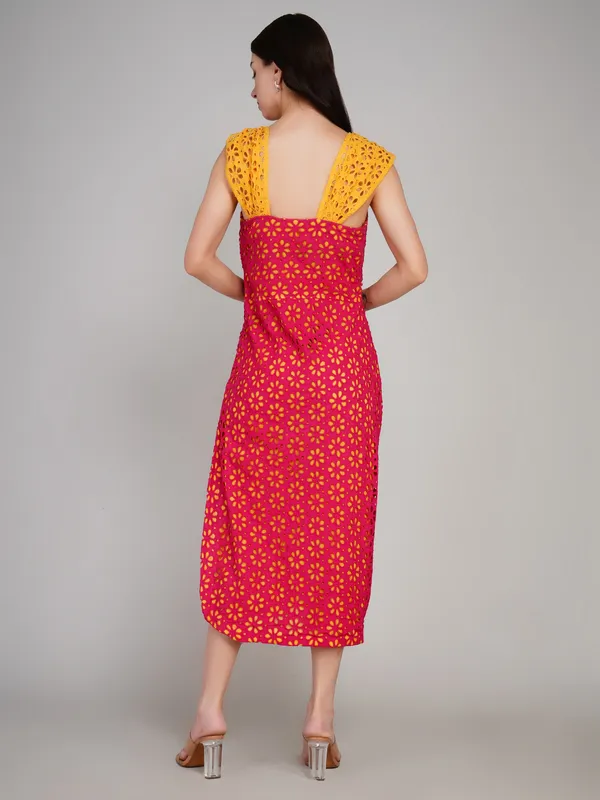Pink_Cotton_Embroidery_Stylish_One_Piece_Dress_For_Women