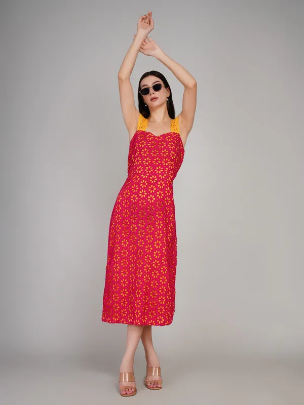 Pink_Cotton_Embroidery_Stylish_One_Piece_Dress_For_Women
