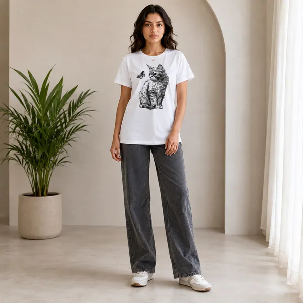 Women_White_Color_Cotton_Fabric_Cat_Print_T-Shirt_(Mimi_T-Shirt)