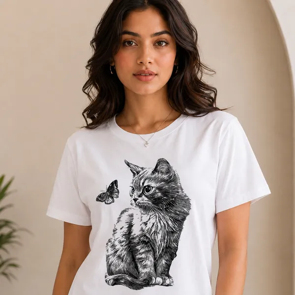 Women_White_Color_Cotton_Fabric_Cat_Print_T-Shirt_(Mimi_T-Shirt)