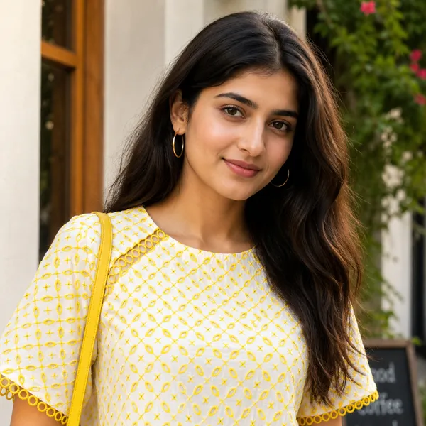 Women_Yellow_Color_Cotton_Fabric__Schiffli__T-Shirt(Sunshine_T-Shirt)