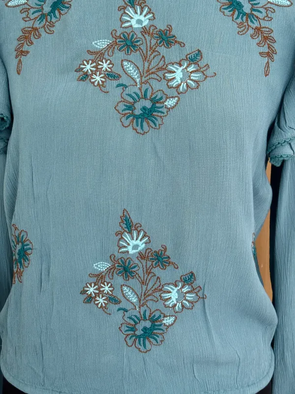 Women_Sage_Green_Color_Embroidered__Ruffle_Sleeve__IraTop