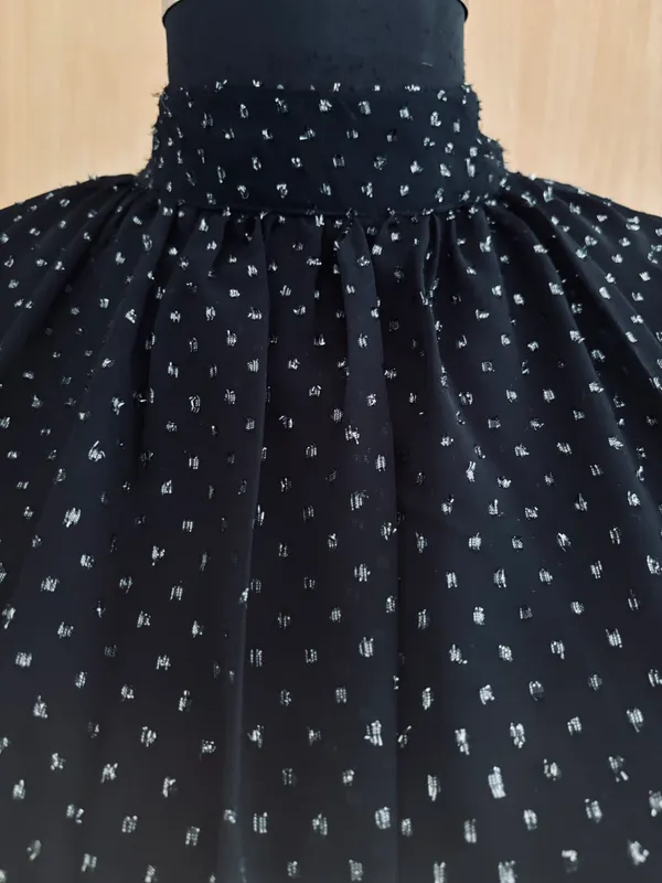 Women_Premium_Metallic_Silver_Dot_Georgette_Fabric_High_Neck_Top(Elena_Top)